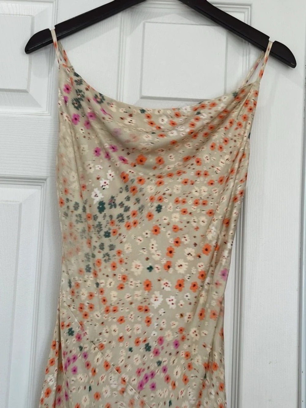 Floral Cowl Neck Satin Slip Midi Dress XS - Picture 3 of 7